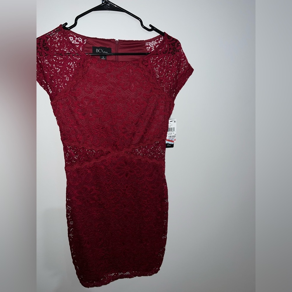 Red lace body-con dress